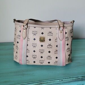MCM Beige and Pink Shoulder Bag
